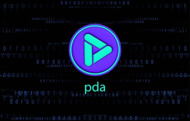 Dijital arkaplanda playdapp-pla sanal para birimi resmi. 3d illüstrasyon.