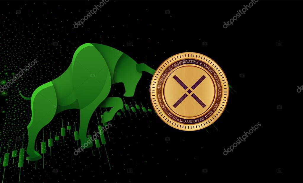 Pundi x-pundix cryptocurrency images on digital background. 3d illustration.