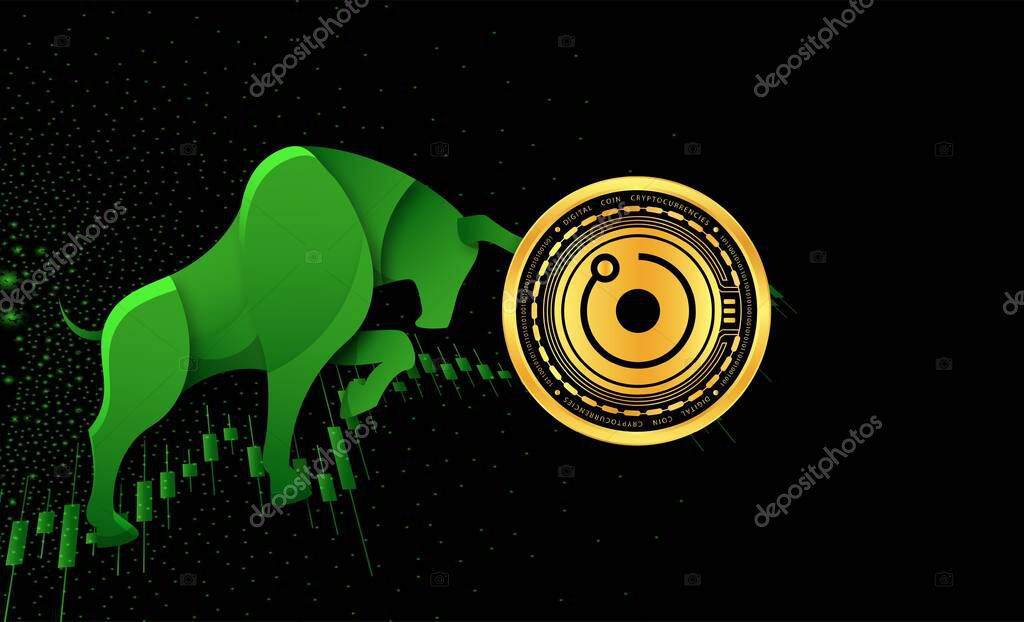 Render token-rndr cryptocurrency images on digital background. 3d illustrations.