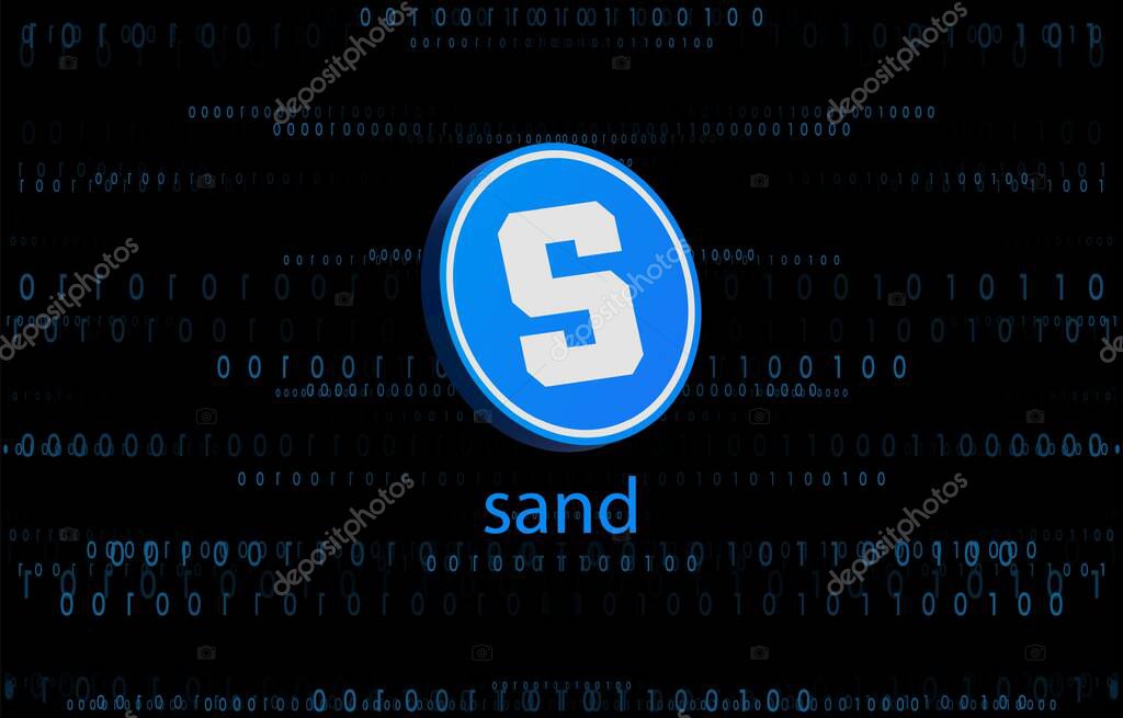 Sandbox-sand virtual currency logo on abstract background. 3d illustrations.