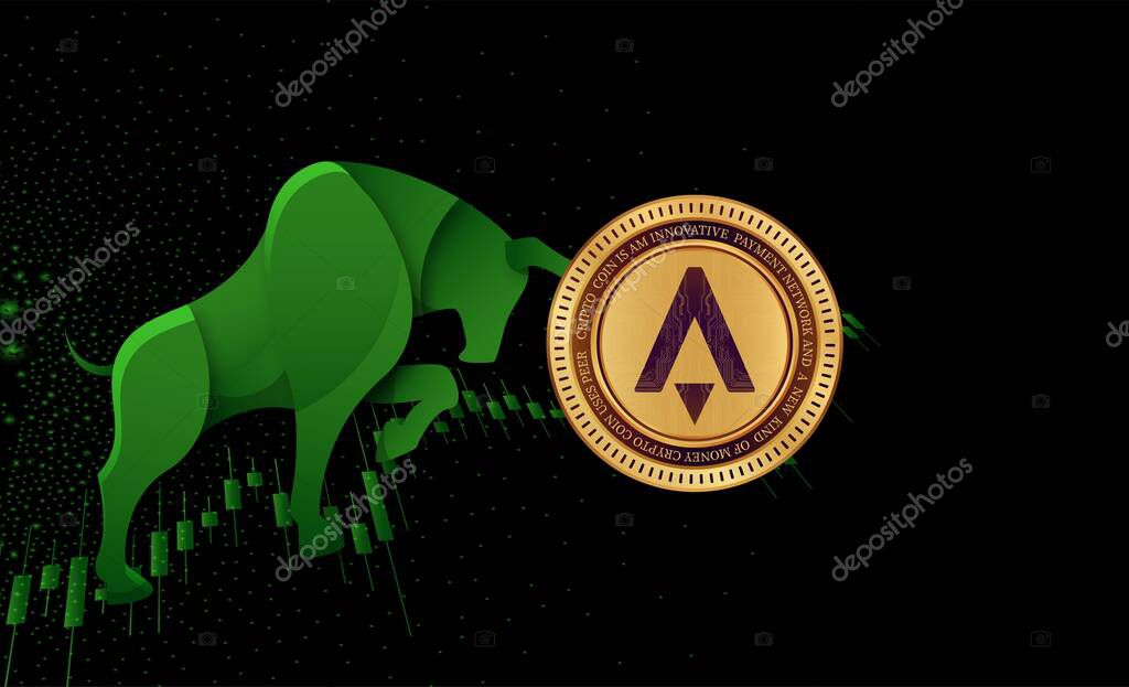 Star atlas-atlas virtual currency images on digital background. 3d illustrations.