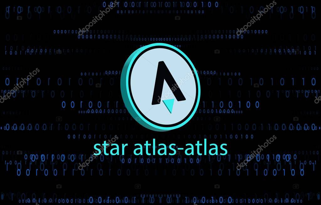 Star atlas-atlas virtual currency images on digital background. 3d illustrations.