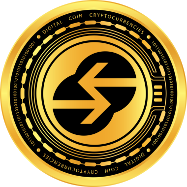 Soyut arkaplanda unizen-zcx kripto para birimi logoları. 3d illüstrasyon.