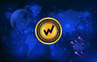 beyaz-bit-wbt dijital arkaplanda şifreli para birimi resimleri. 3d illüstrasyon.