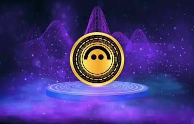 Dijital arkaplanda AVE sanal para birimi resimleri. 3d illüstrasyon