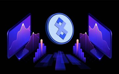 Dijital arkaplanda kripto para birimi logoları var. adex-adx madeni para. 3d illüstrasyon.