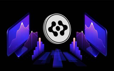 Dijital arkaplanda yapay süper zeka İttifak-fet sanal para birimi görüntüsü. 3d illüstrasyon.