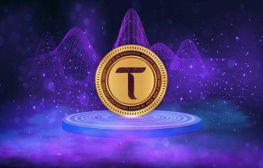 Bitttensor-tao kripto para birimi resimleri. 3 boyutlu illüstrasyon. dijital paralar.