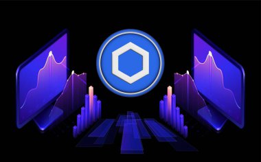 Dijital arkaplanda zincirli bağlantı sanal para birimi resmi. 3d illüstrasyon.