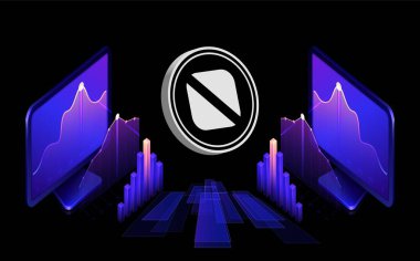 Sayısal arkaplanda codatta-xny şifreleme logoları. 3d illüstrasyon.