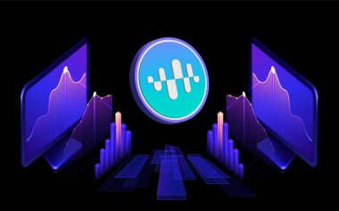 Enzim-mIn dijital arkaplanda sanal para birimi görüntüsü. 3B çizimler.
