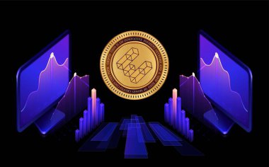 Dijital arkaplanda ether.fi-ethfi kripto para birimi logosu resimleri. 3d illüstrasyon.