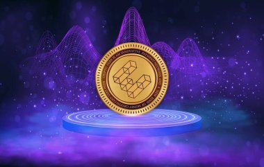 Dijital arkaplanda ether.fi-ethfi kripto para birimi logosu resimleri. 3d illüstrasyon.