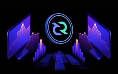 Dijital arkaplanda dekont-dcr sanal para birimi resmi. 3B çizimler.