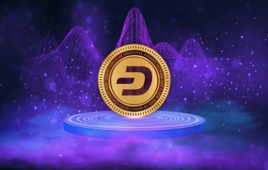 Dijital arkaplanda tire sanal para birimi görüntüsü. 3B çizimler.