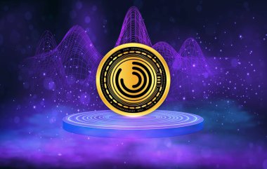 Dijital arkaplanda şifreli resimleri dekarte et. 3d illüstrasyon.