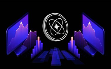 Sayısal arkaplanda katman-lai kripto para birimi logoları. 3d illüstrasyon.