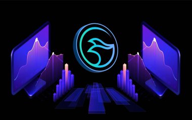 Manta network-manta para şifreli para birimi resmi dijital arkaplanda. 3d illüstrasyon.