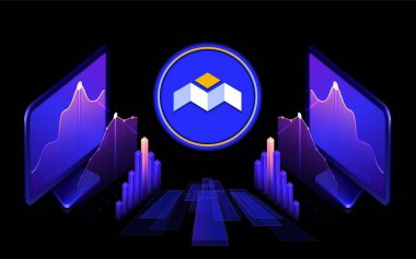 Dijital arkaplanda mbox sanal para birimi resimleri. 3d illüstrasyon