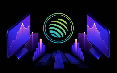 Jupiter-jup sanal para biriminin dijital arkaplan resmi. 3d çizimler.