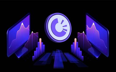 Dijital arkaplanda başlangıç izi-iz sanal para birimi resimleri. 3d illüstrasyon.