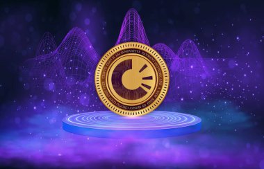 Dijital arkaplanda başlangıç izi-iz sanal para birimi resimleri. 3d illüstrasyon.