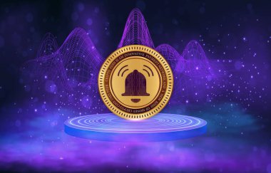 Dijital arkaplandaki protokol-para birimi resimlerine bas. 3d illüstrasyon.