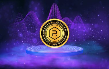 raydium-ray virtual currency image in the digital background. 3d illustrations.
