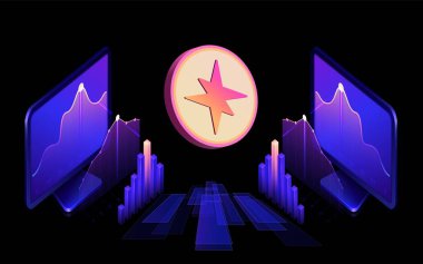 Dijital arkaplanda kıvılcım-çıkıntılı kripto para birimi logoları. 3d illüstrasyon.