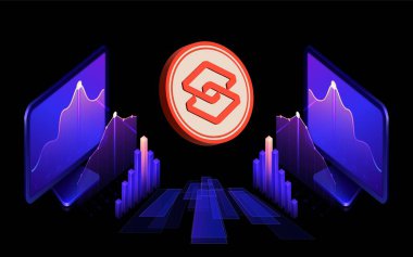 Dijital arkaplandaki gizli sanal para biriminin görüntüleri. 3d illüstrasyon.