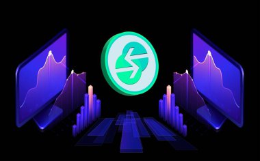 Dijital arkaplanda unizen-zcx şifreleme logoları. 3d illüstrasyon.