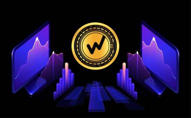 beyaz-bit-wbt dijital arkaplanda şifreli para birimi resimleri. 3d illüstrasyon.