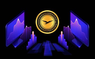 Dijital arka planda dünya özgürlüğü finansal-wlfi sanal para birimi görüntüleri. 3d illüstrasyon.