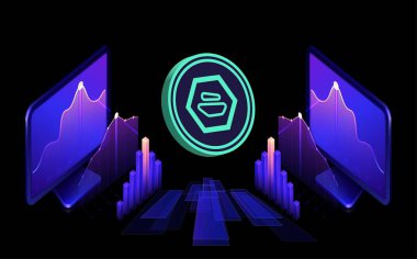 Zebec network-zbcn şifreli para birimi resimleri dijital arkaplanda. 3d illüstrasyon.