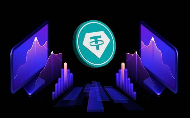 Dijital arkaplanda sanal para birimi resimleri var. 3d illüstrasyon.