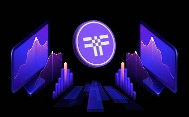 dijital arkaplanda thershold-t sanal para birimi resimleri. 3d illüstrasyon.