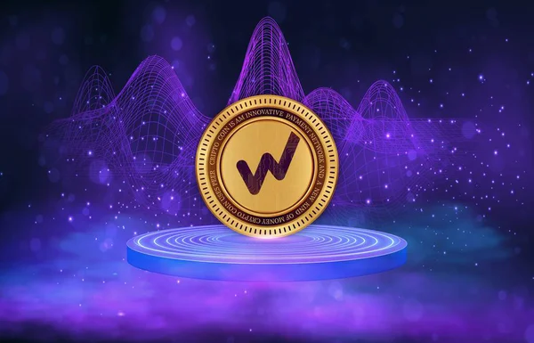 beyaz-bit-wbt dijital arkaplanda şifreli para birimi resimleri. 3d illüstrasyon.