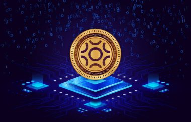 Dijital arkaplanda beyin-güven-btrst sanal para birimi görüntüsü. 3d illüstrasyon.