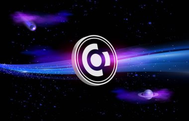 Dijital arkaplanda concordium-ccd şifreli para birimi logoları. 3d illüstrasyon.