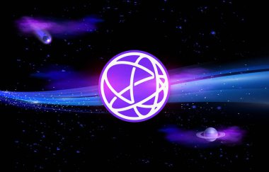 Dijital arkaplanda Celestia-tia şifreli para birimi logoları var. 3d illüstrasyon.