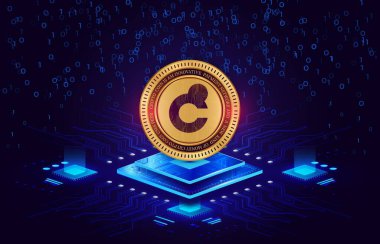 Dijital arkaplanda kromi-chr şifreleme resimleri. 3d illüstrasyon.