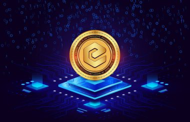 Dijital arkaplanda ecash-xec sanal para birimi resmi. 3B çizimler.