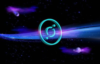 Dijital arkaplanda ikon-iks kripto para birimi resimleri. 3d illüstrasyon.