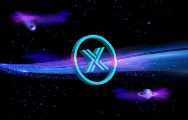 Dijital arkaplanda değişmez x-imx şifreli para birimi resimleri. 3d illüstrasyon.