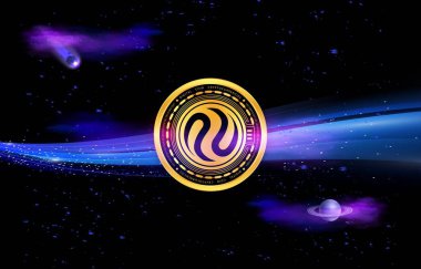 Dijital arkaplanda enjektif protokol-inj kripto para birimi resimleri. 3d illüstrasyon.