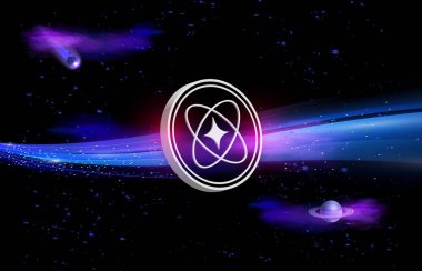 Sayısal arkaplanda katman-lai kripto para birimi logoları. 3d illüstrasyon.