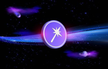 Dijital arkaplanda merlin zincirli kripto para birimi görüntüleri. 3d illüstrasyon.