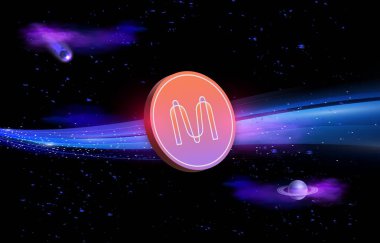 Dijital bir arka planda mina coin sanal para birimi görüntüsü. 3d illüstrasyon.