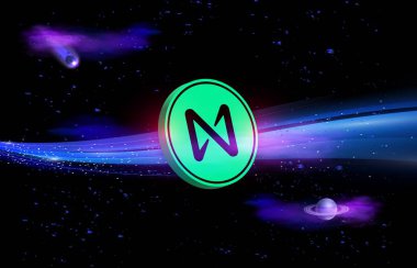 Dijital arka planda Protokol madeni para ve logonun yanında. 3d illüstrasyon resminin yanında.