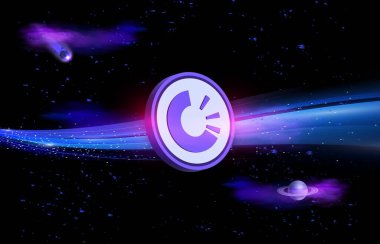 Dijital arkaplanda başlangıç izi-iz sanal para birimi resimleri. 3d illüstrasyon.